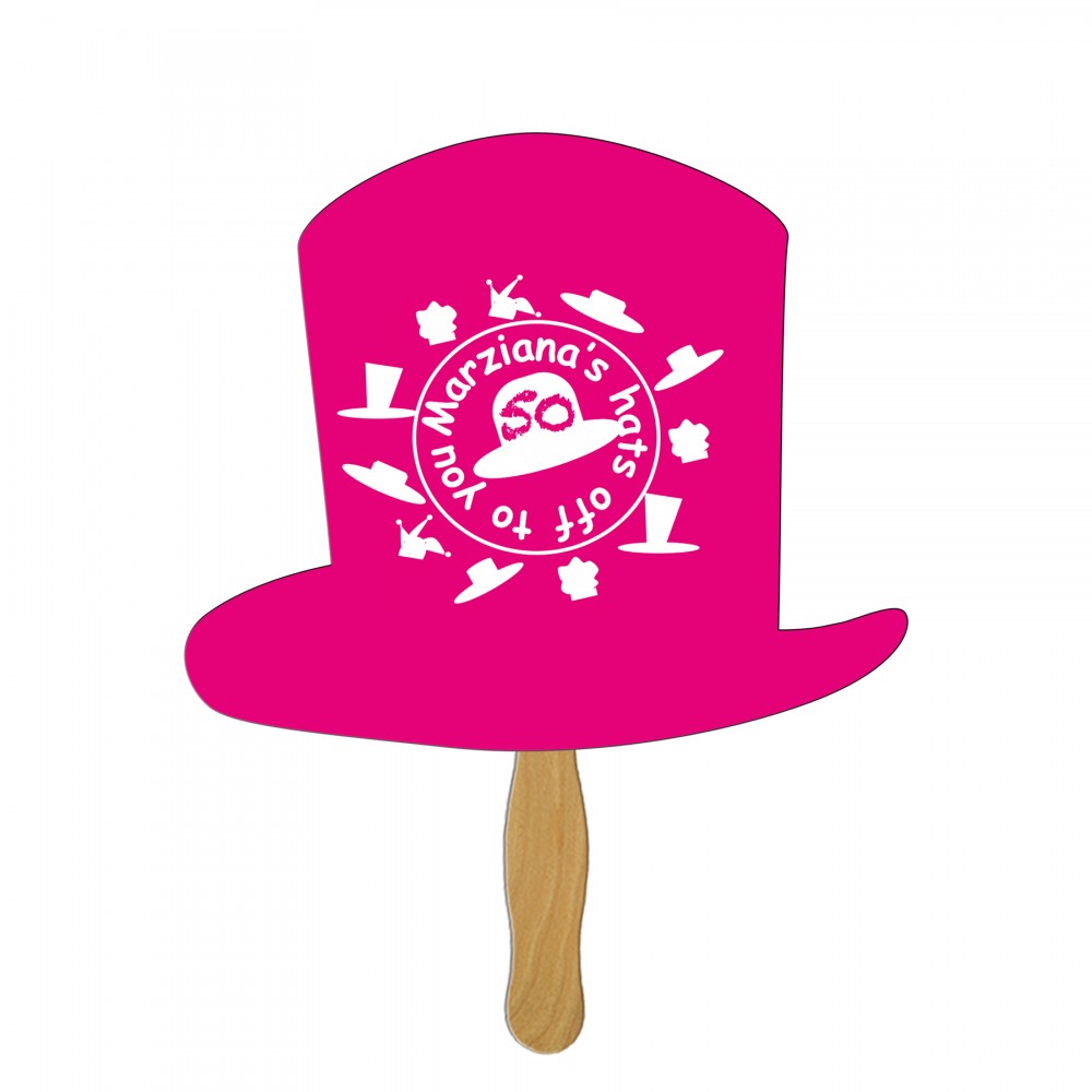 Custom Imprinted Top Hat Fast Hand Fan (1 Side) 1 Day Custom Imprinted Top Hat Fast Hand Fan (1 Side) 1 Day