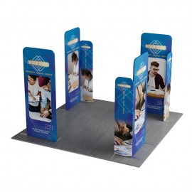 10' Magnetic Modular Fabric Displays - L Shape Four Corner Kit (Double Sided) with Logo