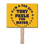 Horizontal Rectangle Rally Hand Sign w/12" Wooden Stick with Logo