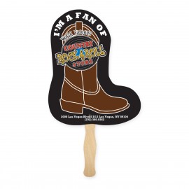 Cowboy Boot Shape Full Color Single Sided Paper Hand Fan with Logo  Cowboy Boot Shape Full Color Single Sided Paper Hand Fan with Logo