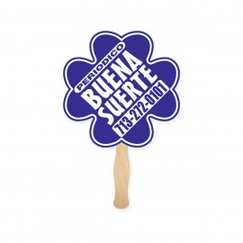 Promotional Clover Shape Full Color Single Sided Paper Hand Fan