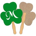 Custom Imprinted Shamrock Recycled Hand Fan