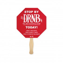 Custom Stop Sign Shape Full Color Two Sided Single Paper Hand Fan