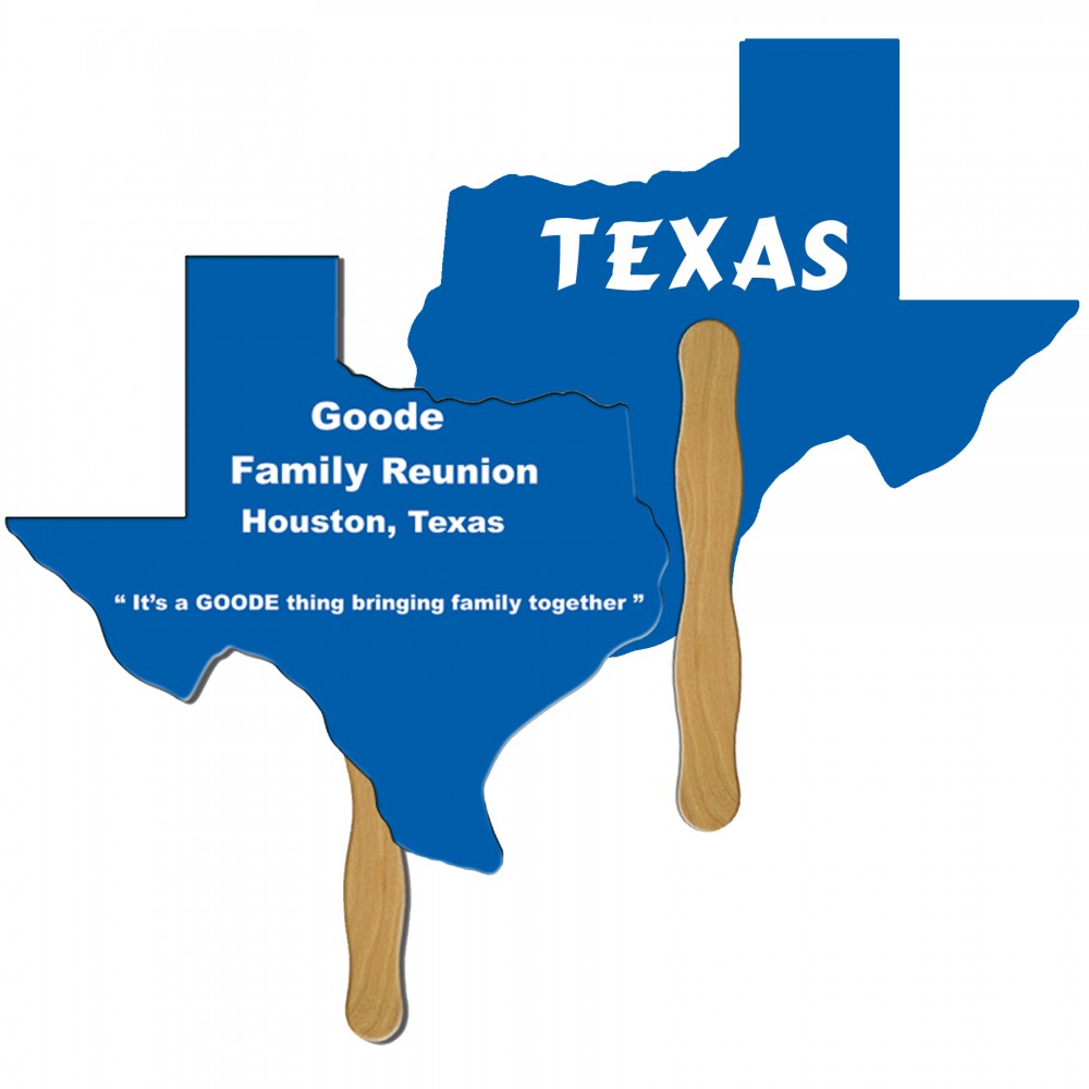 Logo Branded Texas State Fast Hand Fan (2 Sides) 1 Day Logo Branded Texas State Fast Hand Fan (2 Sides) 1 Day
