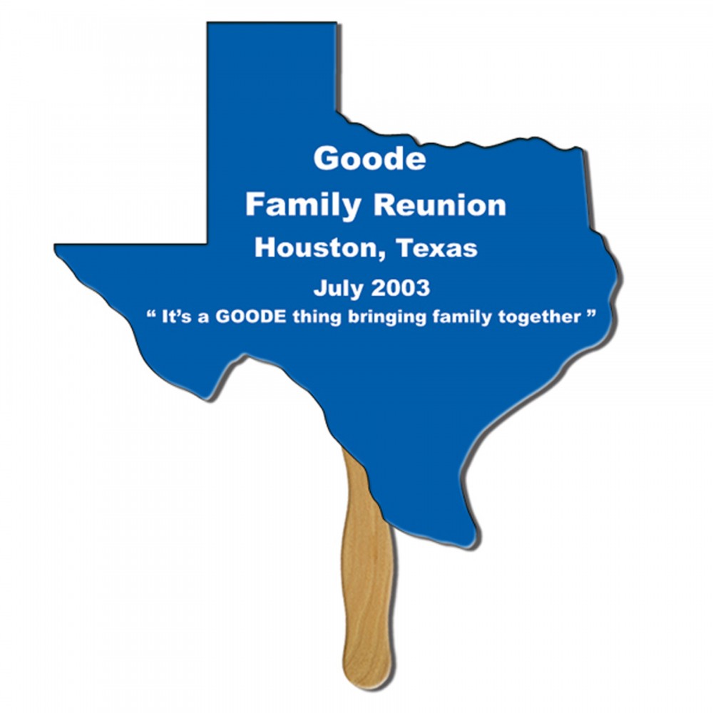Logo Branded Texas State Fast Hand Fan (1 Side) 1 Day Logo Branded Texas State Fast Hand Fan (1 Side) 1 Day