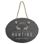 6" x 7.75" - Oval Slate Hanging Sign with Logo