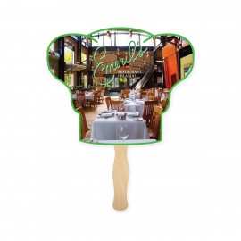 Lightweight Full Color Two Sided Single Paper Chef Hat Shape Hand Fan with Logo