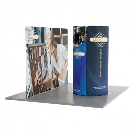 13' Magnetic Modular Fabric Display - Tower Island Shape with Backwall (Single Sided) with Logo