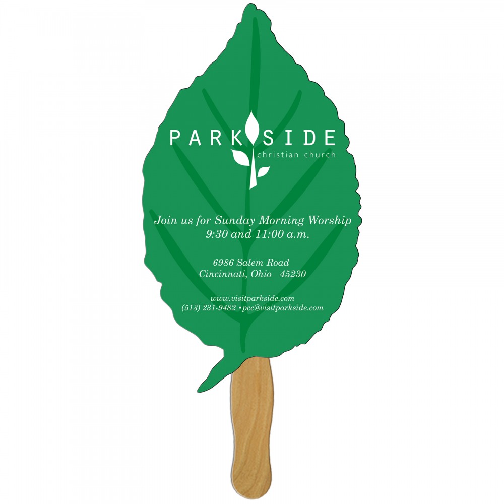 Leaf Fast Hand Fan (1 Side) 1 Day Custom Imprinted Leaf Fast Hand Fan (1 Side) 1 Day Custom Imprinted