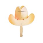 Logo Branded Cowboy Hat Lightweight Full Color Two Sided Single Paper Hand Fan