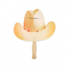 Logo Branded Cowboy Hat Lightweight Full Color Two Sided Single Paper Hand Fan  Logo Branded Cowboy Hat Lightweight Full Color Two Sided Single Paper Hand Fan
