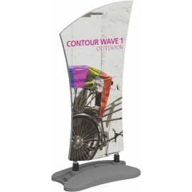 Contour Double-Sided Outdoor Sign Wave 1 w/Fillable Base with Logo  Contour Double-Sided Outdoor Sign Wave 1 w/Fillable Base with Logo