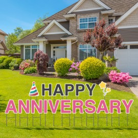 Happy Anniversary Yard Letters with Logo