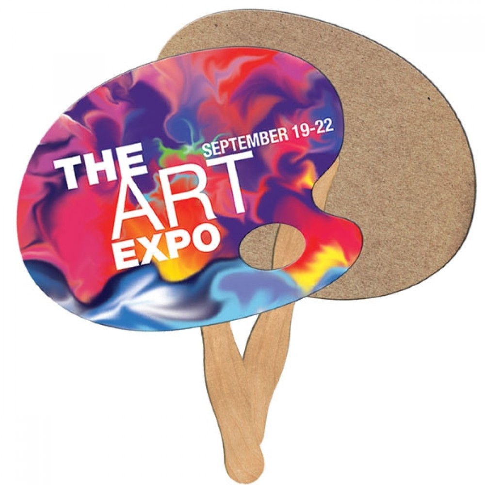 Artist Pallet Recycled Hand Fan Logo Branded Artist Pallet Recycled Hand Fan Logo Branded