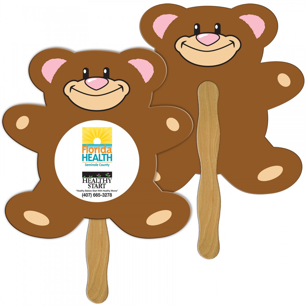 Teddy Bear Fast Hand Fan (2 Sides) 1 Day Custom Imprinted Teddy Bear Fast Hand Fan (2 Sides) 1 Day Custom Imprinted