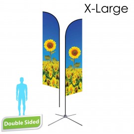 16.5' Angle Flag - Double Sided w/Chrome X Base (X-Large) with Logo