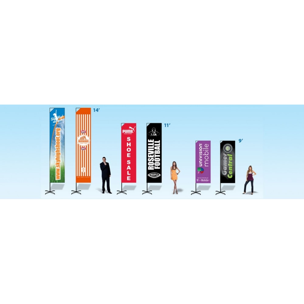 Double Sided Vertical Promo Flag Kit (14') with Logo
