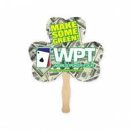 Lightweight Full Color Single Sided Clover 3 Shape Paper Hand Fan with Logo  Lightweight Full Color Single Sided Clover 3 Shape Paper Hand Fan with Logo