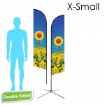 Personalized 7' Angle Flag - Double Sided /w Chrome X Base - X-Small
