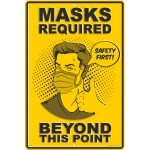 Custom Printed Face Mask Required Metal Sign (12" x 18") Beyond This Point