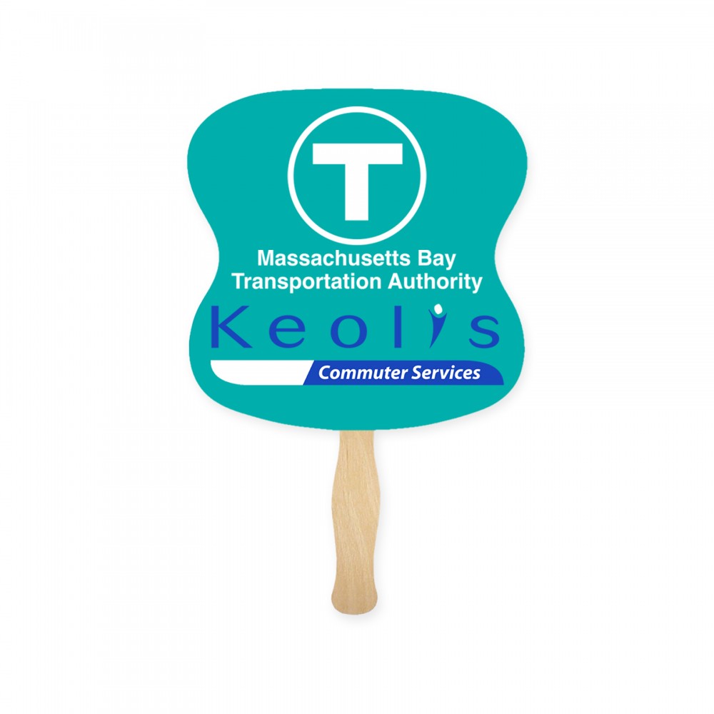 Hourglass Shape Full Color Digital Two Sided Single Paper Hand Fan with Logo
