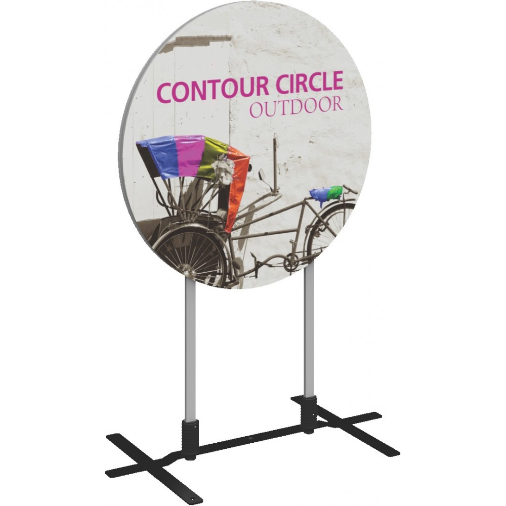 Contour Double-Sided Outdoor Sign Circle w/Plate Base with Logo