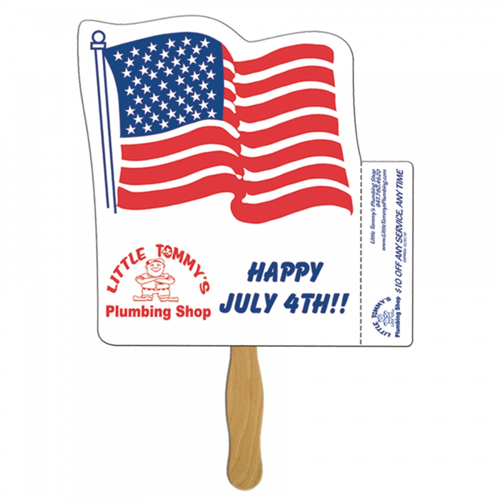 Customized Flag Coupon Hand Fan Stock Graphic