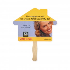 House Shape Single Hand Fan with Logo  House Shape Single Hand Fan with Logo