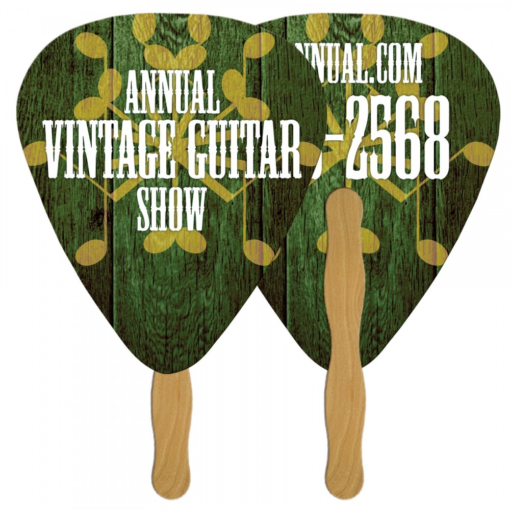 Logo Branded Guitar Pick Fast Hand Fan (2 Sides) 1 Day Logo Branded Guitar Pick Fast Hand Fan (2 Sides) 1 Day