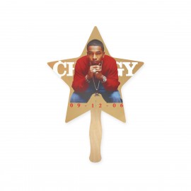Lightweight Full Color Two Sided Single Paper Star Shape Hand Fan with Logo