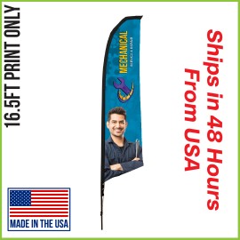 Logo Branded 16.5' Angle Flag - Single Sided (Print Only) - Made in the USA