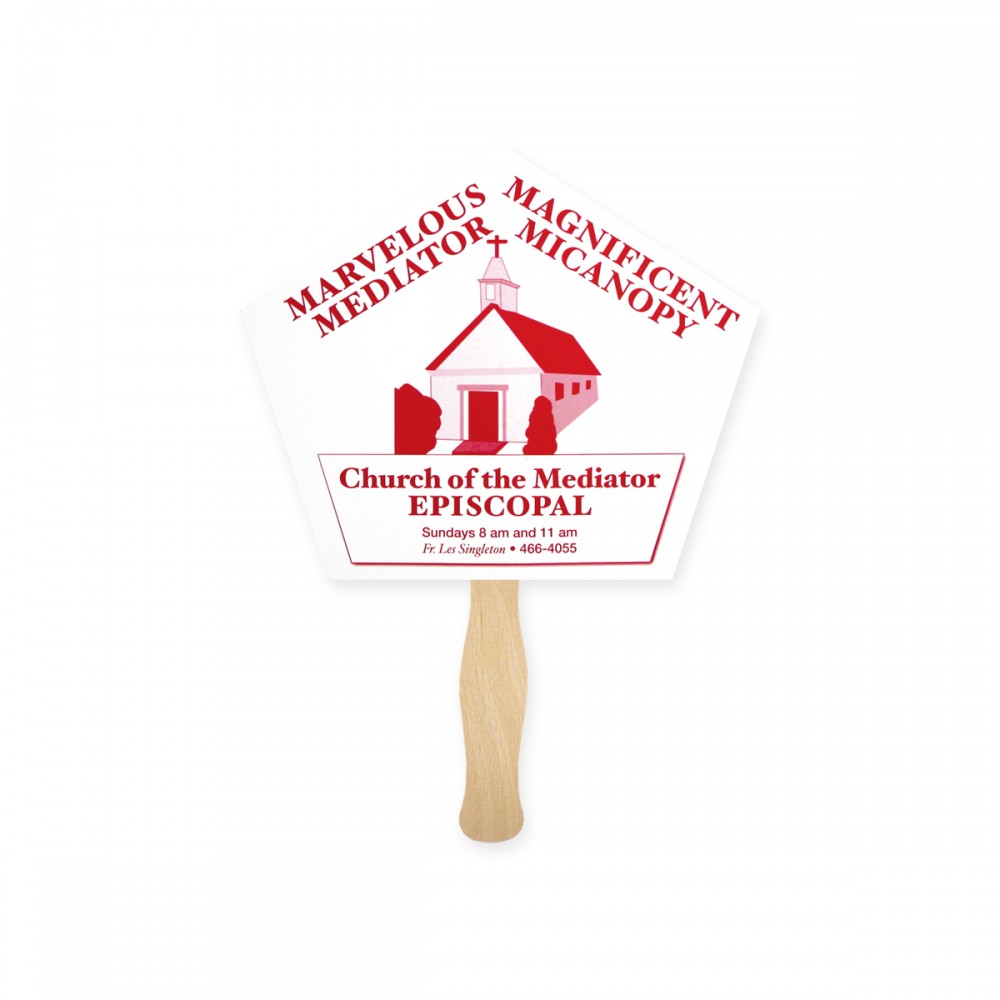 Church Shape Single Hand Fan with Logo