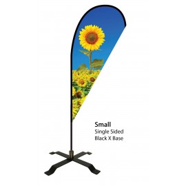 7 Ft. Teardrop Flag - Single Sided w/Black X Base (Small) with Logo  7 Ft. Teardrop Flag - Single Sided w/Black X Base (Small) with Logo