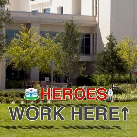 Customized Heroes Work Here Yard Letters