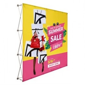 8' x 8' Pop Up Fabric Foldable Display Wall - Straight with Logo  8