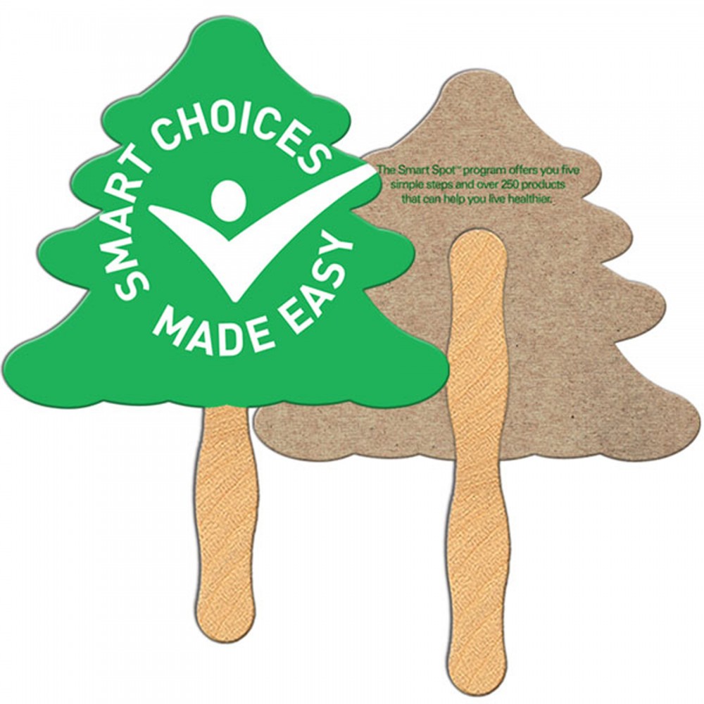 Evergreen Tree Recycled Hand Fan Logo Branded Evergreen Tree Recycled Hand Fan Logo Branded
