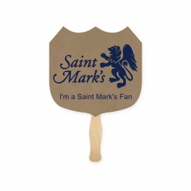 Shield Shape Recycled Single Paper Hand Fan with Logo  Shield Shape Recycled Single Paper Hand Fan with Logo