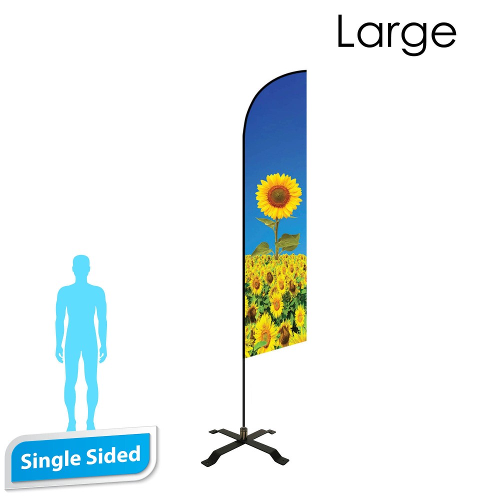 13' Angle Flag - Single Sided w/Black X Base (Large) with Logo