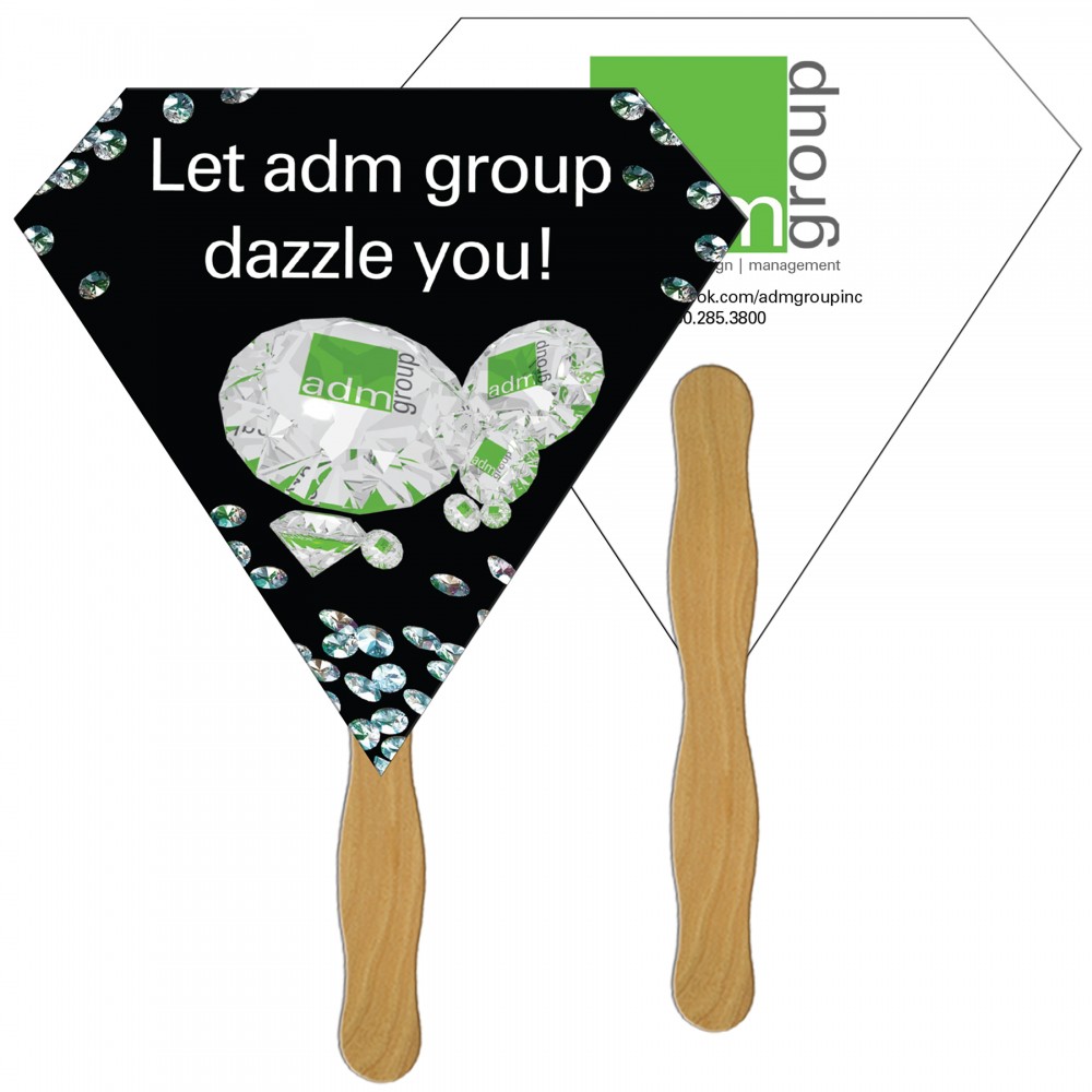 Logo Branded Diamond Fast Hand Fan (2 Sides) 1 Day Logo Branded Diamond Fast Hand Fan (2 Sides) 1 Day