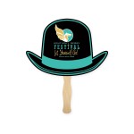 Customized Derby Hat Shape Full Color Two Sided Single Paper Hand Fan