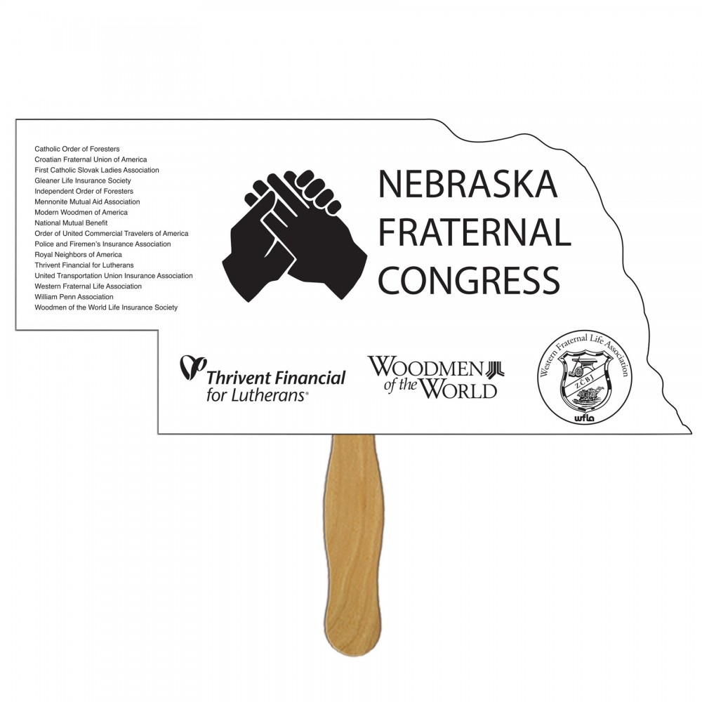 Nebraska State Fast Hand Fan (1 Side) 1 Day Logo Branded Nebraska State Fast Hand Fan (1 Side) 1 Day Logo Branded