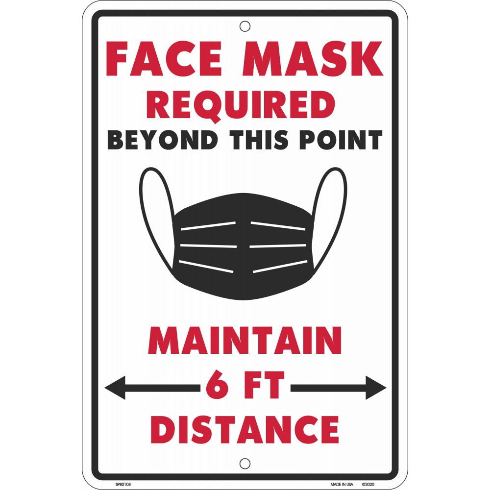 Face Mask Required Metal Sign (8" x 12") Maintain 6 ft distance Custom Printed Face Mask Required Metal Sign (8" x 12") Maintain 6 ft distance Custom Printed
