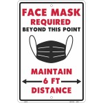 Face Mask Required Metal Sign (8" x 12") Maintain 6 ft distance Custom Printed