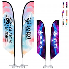 9ft Two-Sided Printed Feather Beach Flag Kit With Cross Base & Water Bag with Logo