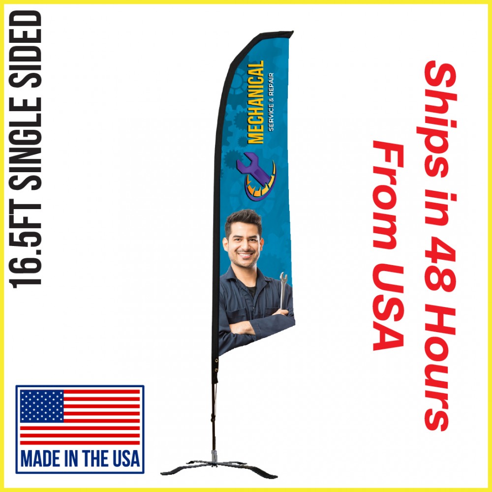 Promotional 16.5' Angle Flag - Single Sided w/Black X Base - Made in the USA Promotional 16.5' Angle Flag - Single Sided w/Black X Base - Made in the USA
