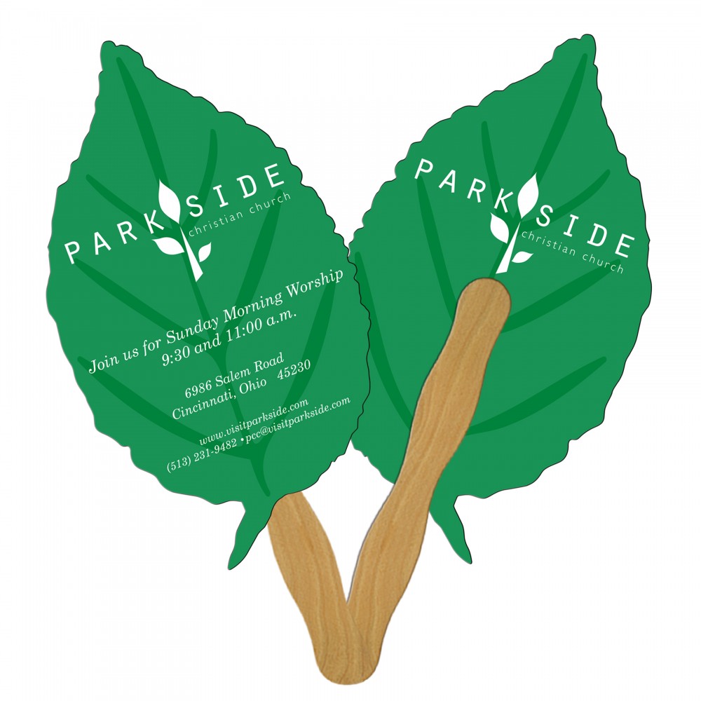 Leaf Fast Hand Fan (2 Sides) 1 Day Custom Printed Leaf Fast Hand Fan (2 Sides) 1 Day Custom Printed