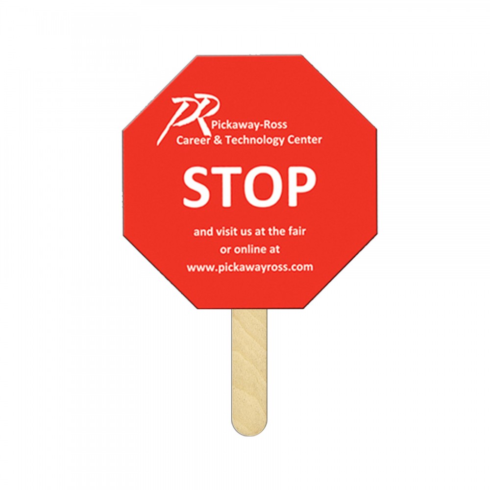 Stop Sign Mini Hand Fans Full Color (2 Sides) with Logo