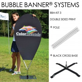 Bubble Banner - Oval Shaped - Double sided print + Frame + Black Cross base with Logo  Bubble Banner - Oval Shaped - Double sided print + Frame + Black Cross base with Logo