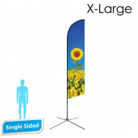 16.5' Angle Flag - Single Sided w/Chrome X Base (X-Large) with Logo