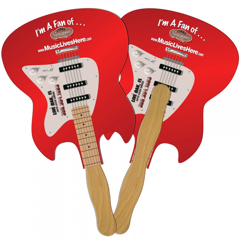 Custom Imprinted Electric Guitar Fast Hand Fan (2 Sides) 1 Day Custom Imprinted Electric Guitar Fast Hand Fan (2 Sides) 1 Day